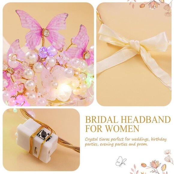 Light Up Butterfly Crown Headband Fairy Hair Accessory for Women Girls main image 5